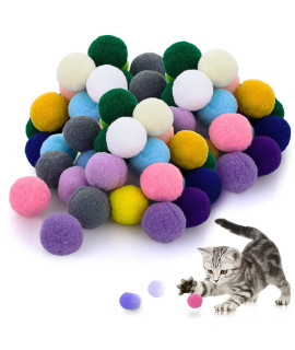 Molain Large Cat Toy Balls, Soft Cat Balls 1Inch Kitten Pom Poms Ball Cat Play Toy (50 Pcs)