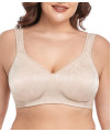 Wirarpa Womens Bras Comfortable Ultimate Soft Wireless Full Coverage Floral Jacquard Non-Padded Plus Size Bra Beige 44Ddd