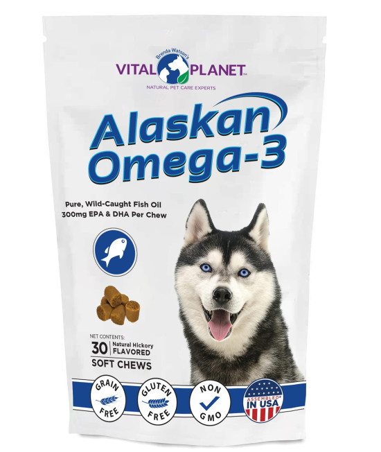 Vital Planet - Alaskan Omega-3 Soft Chews for Dogs, Wild Alaskan Fish Oil - 30 Hickory Flavored Soft Chews