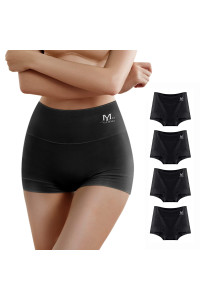 MEIYATINg Boy Shorts Underwear for Women High Waisted Boyshorts cotton Panties Stretch Boxer Briefs 4 Pack (S, Black)