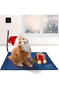 Pet Heating Pad,Dog Cat Heating Pad with Timer Temperature Adjustable,Indoor Electric Heated Pet Mat with Chew Resistant,Auto Power Off and Waterproof Pet Heated Warming Pad with 5-Level Timer.