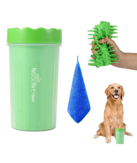 Pet Partisan Dog Paw cleaner, Paw cleaner for Dogs with Quick-Drying Towel, Dog Paw Washer, Dog Feet cleanrWasher for MediumLargeXLarge Dogs(Medium, green)