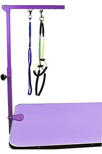 Foldable Pet Grooming Arm with Clamp, Dog Grooming Loop and No Sit Haunch Holder - Innovative Portable Grooming Arms (Purple, 2 Haunch)