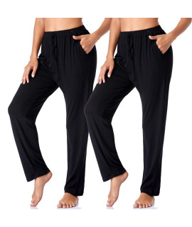 Envlon Womens Loose Pants With Pockets Comfy Lounge Jogging Pants Stretch Wide Leg Lightweight Pajama Pants