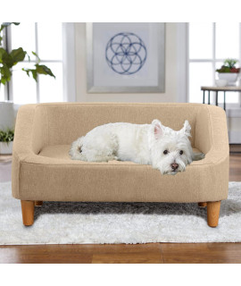 P PURLOVE 30" Dog Sofa, Cat Sofa, Pet Sofa, Pet Bed, Rectangle Sofa with Movable Cushion, with Wood Style Foot (Beige)