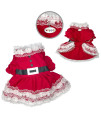 Klippo Dog/Puppy Lace Ruffles Puffy Sleeves Christmas Dress for Small Dogs (XS)