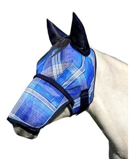 Kensington Signature Fly Mask w/Removable Nose, Soft Mesh Ears & Forelock Opening Size: XL-Lrg.Horse Color: 181 - Kentucky Blue
