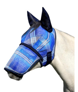 Kensington Signature Fly Mask w/Removable Nose, Soft Mesh Ears & Forelock Opening Size: XXL-Draft Color: 181 - Kentucky Blue