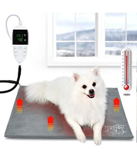YUSWKO Pet Heating Pad, Upgraded Temperature Adjustable Cat Heating Pad with Timer, Waterproof Heating Pad for Dogs with Chew Resistant Cord - 18"* 22" Large Electric Pet Heated Mat, Auto Power Off