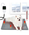 YUSWKO Pet Heating Pad, Upgraded Temperature Adjustable Cat Heating Pad with Timer, Waterproof Heating Pad for Dogs with Chew Resistant Cord - 18"* 22" Large Electric Pet Heated Mat, Auto Power Off