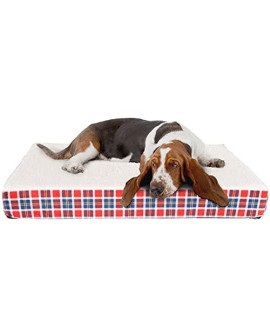 Orthopedic Dog Bed with Memory Foam and Sherpa Top - Removable, Machine Washable Cover - 44 x 36.5 x 4.5 Pet Bed by Petmaker (Americana Plaid)