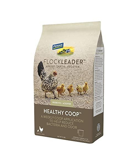 FlockLeader HealthyCoop, Chicken Coop Probiotic & Acidifier, Reduces Odor & Wetness That Can Cause Bacteria, 12 LBS