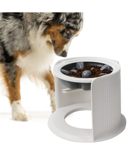 AUKL Elevated Dog Slow Feeder Bowls Adjustable Raised Dog Bowls with 3 Level Raised Feeder Bowls for Large Dogs (Slow Feeder Bowl)