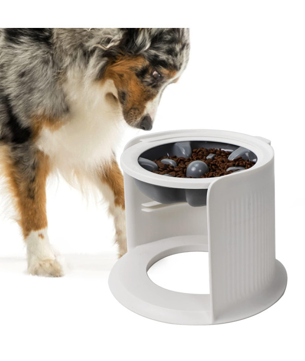 Lewondr Elevated Slow Feeder Dog Bowls, Raised Dog Food Bowls with 3  Heights (6.1″, 7.7″, 9.3″) Adjustable Raised Dog Slow Feeder Bowl Non-Slip Dog  Bowl Stand for Small to Large Breed, Dishwasher