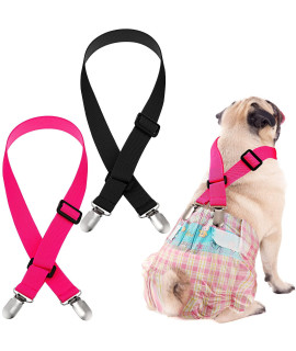 2 Pieces Dog Diaper Suspenders Suspenders For Female Dog Diapers Pet Diaper Suspenders Female Male Puppy Suspenders Belly Bands Small Medium And Large Dogs Diapers Dress (M,Black, Brown)