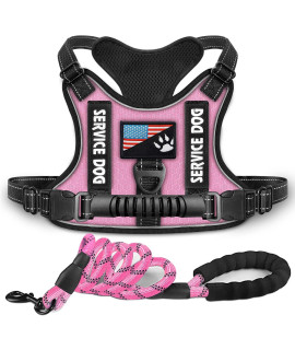 Dogmify Service Dog Harness,No-Pull Reflective Pet Vest Harness and Leash Set,Adjustable Oxford Service Dog Vest with Handle,Easy control for Small Medium Large Dogs