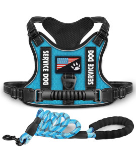 Dogmify Service Dog Harness,No-Pull Reflective Pet Vest Harness and Leash Set,Adjustable Oxford Service Dog Vest with Handle,Easy control for Small Medium Large Dogs
