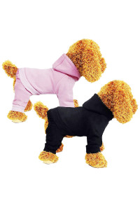 Dog Clothes, Dog Costume, Dog Hoodie, Dog Winter Coat, Dog Dress, Dog Coat, Dog Onesie, Dog Sweatshirt, 4 Legs Warm Pet Costume For Small Dogs Cats Boy Or Girl, 2 Pack Black Pink L