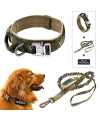 Yeedao Tactical Dog Collar and Leash Set and Patch for Medium Large Dogs Heavy Duty Metal Buckle with Handle Military K9 Nylon Adjustable Collar and No Pull Leashes (Camouflage, XL)