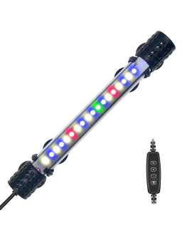 VARMHUS Submersible LED Aquarium Light,Fish Tank Light with Timer Auto OnOff Dimming Function,3 Light Modes Dimmable&4-color LED,10 Brightness Levels Optional&3 Levels of timed Loop 18LEDS-75
