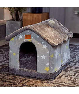 XYAM Winter Warm Comfortable Deep Sleep for Small Medium Dogs Puppy Cave Sofa Chihuahua Kitten Teddy Kennel Dog House Pet Products Cat Bed(M,Grey)