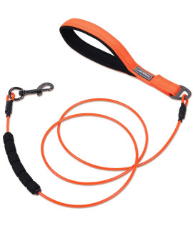 Vivaglory Waterproof Dog Leash, Twisted Stainless Steel Wire Rope Chew Proof Cable Lead With Extra Foam Handle For Small Medium Large Dogs, Orange