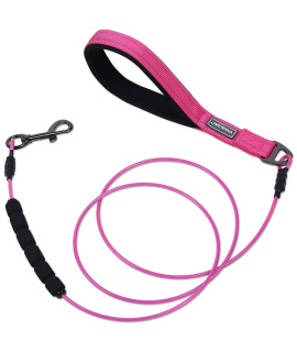 Vivaglory Waterproof Dog Leash, Twisted Stainless Steel Wire Rope Chew Proof Cable Lead With Extra Foam Handle For Small Medium Large Dogs, Pink