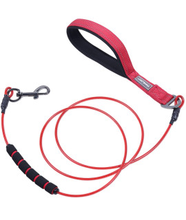 Vivaglory Waterproof Dog Leash, Twisted Stainless Steel Wire Rope Chew Proof Cable Lead With Extra Foam Handle For Small Medium Large Dogs, Red