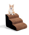 3 Tiers Foam Dog Ramps/Steps,15.7 inch High,Non-Slip Dog Stairs,Dog Ramp,Soft Foam Dog Ladder,Best for Dogs Injured,Older Cats,Pets with Joint Pain,with 1 Dog Rope Toy (Coffee), gray(BO-JJC5575-COF)