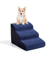 3 Tiers Foam Dog Ramps/Steps,15.7 in High,Non-Slip Dog Stairs,Dog Ramp,Soft Foam Dog Ladder,Best for Dogs Injured,Older Cats,Pets with Joint Pain, with 1 Dog Rope Toy (Navy), Navy, BO-JJC5575-COF