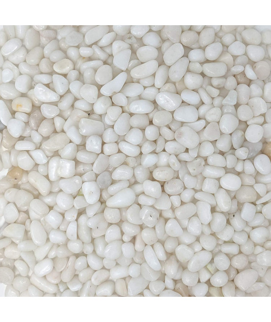 Ruiuzioong Polished Pebble Gravel, Natural Mixed Coloured Polished Stones, Small Decorative River Rock Stones (White-1kg)