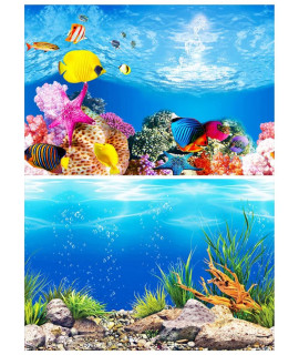 ZIIYAN Aquarium Background, Double Sides Fish Tank Backdrop Decoration Paper cling Decals Sticker Pictures (A, 118 x 245)