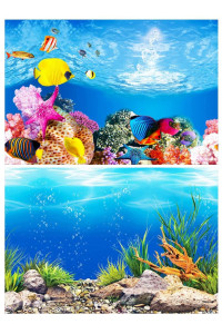ZIIYAN Aquarium Background, Double Sides Fish Tank Backdrop Decoration Paper cling Decals Sticker Pictures (A, 158 x 323)