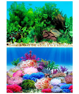 ZIIYAN Aquarium Background, Double Sides Fish Tank Backdrop Decoration Paper cling Decals Sticker Pictures (g, 118 x 245)