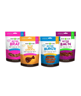 Bright Planet Pet | Backyard BBQ Variety Plant-Based Vegan Dog Treats - 6oz | Sustainable Natural Clean Label Hypoallergenic Allergy-Friendly | Low-Calorie Soft Veggie Dog Treats | Made in USA