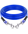 PNBO Dog Tie Out cable 20Ft Dog Runner for Yard Steel Wire Dog Leash cable with Durable Superior clips,Dog chains for Outside Dog Lead for Large Dogs Up to 135lbs (20FT 48mm, Blue)