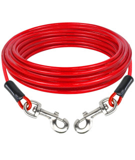 PNBO Dog Tie Out cable 20Ft Dog Runner for Yard Steel Wire Dog Leash cable with Durable Superior clips,Dog chains for Outside Dog Lead for Large Dogs Up to 135lbs (20FT 48mm, Red)
