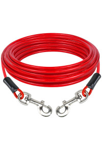 PNBO Dog Tie Out cable 20Ft Dog Runner for Yard Steel Wire Dog Leash cable with Durable Superior clips,Dog chains for Outside Dog Lead for Large Dogs Up to 55lbs (20FT 35mm, Red)