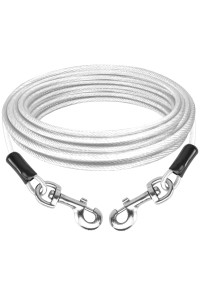 PNBO Dog Tie Out cable 20Ft Dog Runner for Yard Steel Wire Dog Leash cable with Durable Superior clips,Dog chains for Outside Dog Lead for Large Dogs Up to 135lbs (20FT 48mm, Silver)
