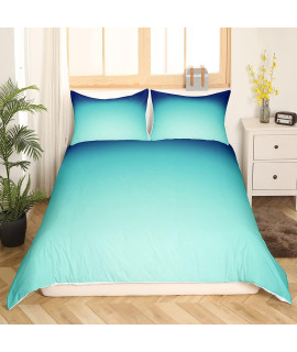 Blue Green Gradient Duvet Cover, For Adult Women Girls Modern Simple Style Teal Bedding Set, Soft Durable Microfiber Bedroom College Dorm Decoration Comforter Cover, With 2 Pillowcases, Full Size