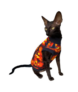 Kotomoda Hairless Cat's T-Shirt Luciano's Halloween for Sphynx and Naked Cat (Large)