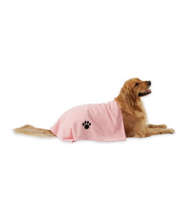 Bone Dry Pet Grooming Towel Collection Absorbent Microfiber X-Large, 41x23.5, Embroidered Pink