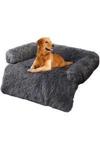SUPYINI Plush Dog Bed Cat Bed, Detachable & Washable Sofa Dog Bed - 29 inche Anti-Slip Comfort and Softness Sofa Bed for Small Medium Dogs & Cats - Travel Pet Bed (Black)