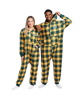 green Bay Packers NFL Plaid One Piece Pajamas - S
