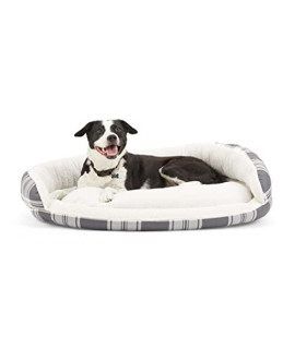 Petco Brand - EveryYay Essentials Snooze Fest Black Plaid Round Nester Dog Bed, 40" L X 30" W X 8" H, Large
