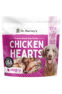 Dr. Harvey's Chicken Hearts Freeze Dried Training Dog Treats with Real Chicken Hearts for Dogs, 7 Ounces