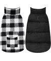 Malier Dog Winter Coat, Reversible Classic Plaid Waterproof Dog Winter Jacket Warm Dog Vest With Pocket, Cold Weather Windproof Dog Clothes Coat Apparel For Small Medium Large Dogs (White, Xxx-Large)