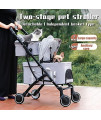Double Pet Stroller for 2 Dogs Cats Folding Portable Carrier Cage Detachable 3 in 1 Pet Stroller Folding Detachable Jogger Travel Carriage Easy to Walk (Black)