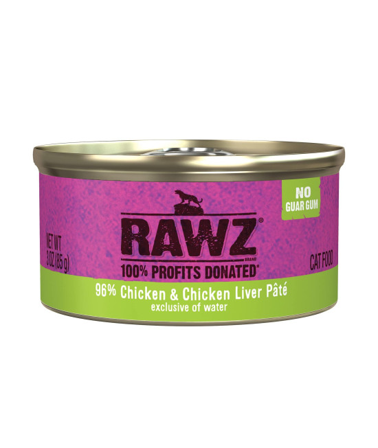 Rawz Natural Premium Pate Canned Cat Wet Food - Made with Real Meat Ingredients No BPA or Gums -3 oz Cans (Case Pack of 18) (Chicken)