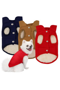 3 Pieces Waterproof Pet Dog Jacket Windproof Small Dog Vest 2 Layers Fleece Lined Warm Dog Sweaters Soft Pet Apparel Small Dog Winter Coat and Cat Sweater for Puppy Winter Cold Weather (Small)